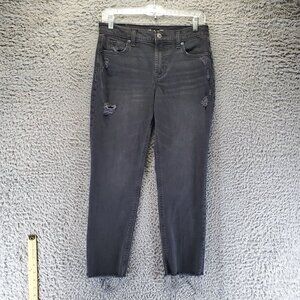 Old Navy Jeans Womens Size 2 Black Mid-Rise Boyfriend Distressed Denim